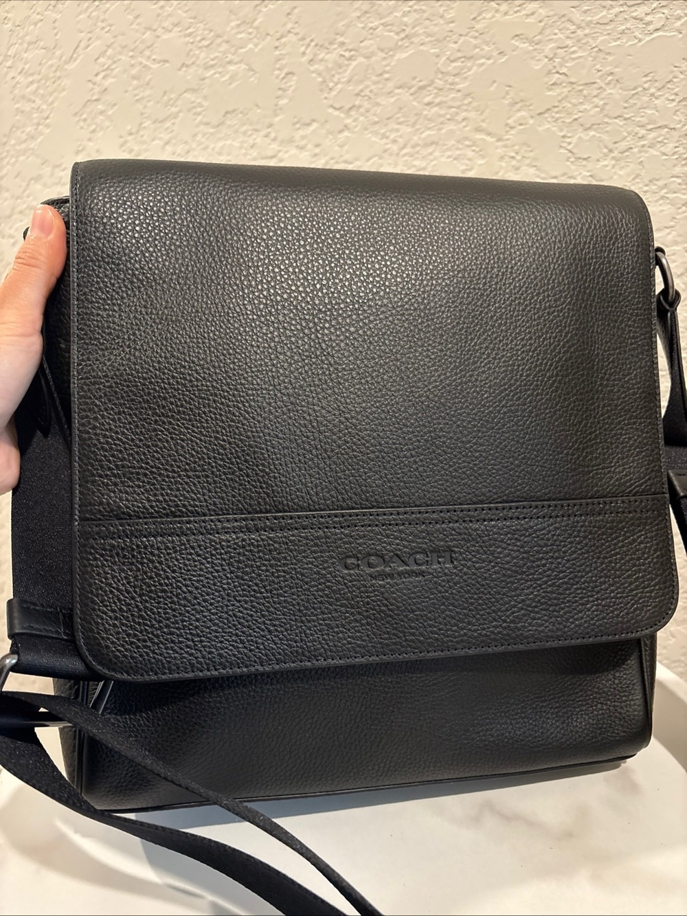 Coach Houston Map Black Leather Crossbody Messenger Bag NWT - Picture 6 of 12